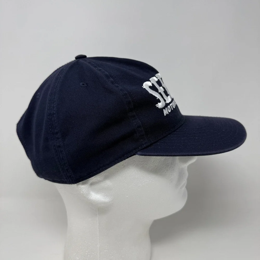 See See Motorcycle Racing Hat Mens Navy Blue Otto Cap 176-1315 Strapback Cotton